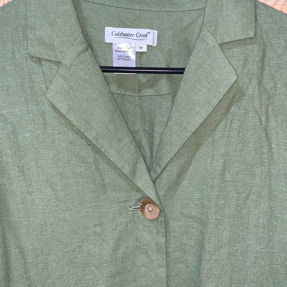 Coldwater Creek Green Linen Blend blazer/Hack-ing jacket size M - Picture 4 of 6